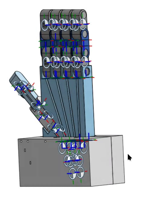The current Onshape assembly of the tendon-driven hand